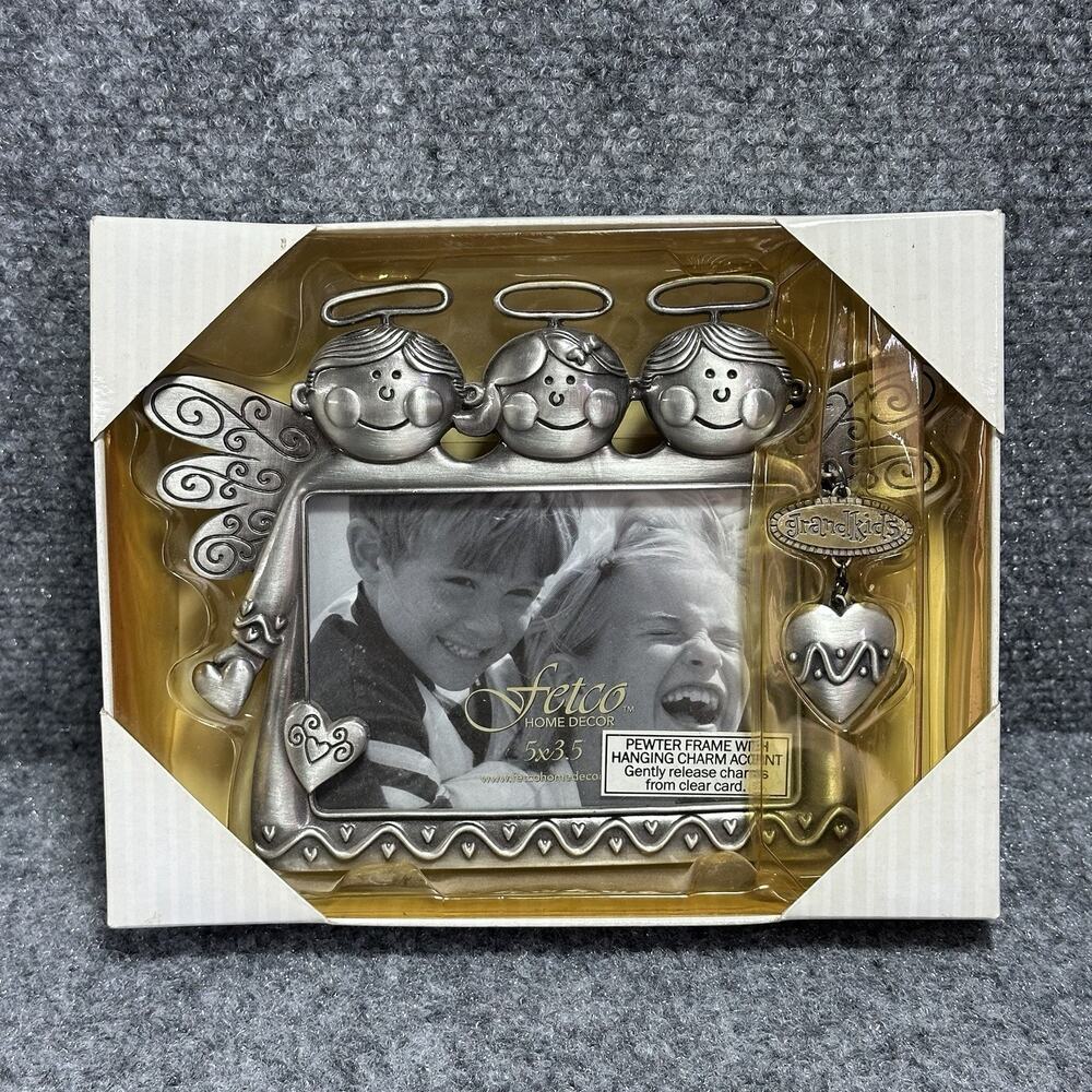 Fetco Grandkids Picture Frame Little Angels Hanging Charms Holds 5" x 3.5" Photo